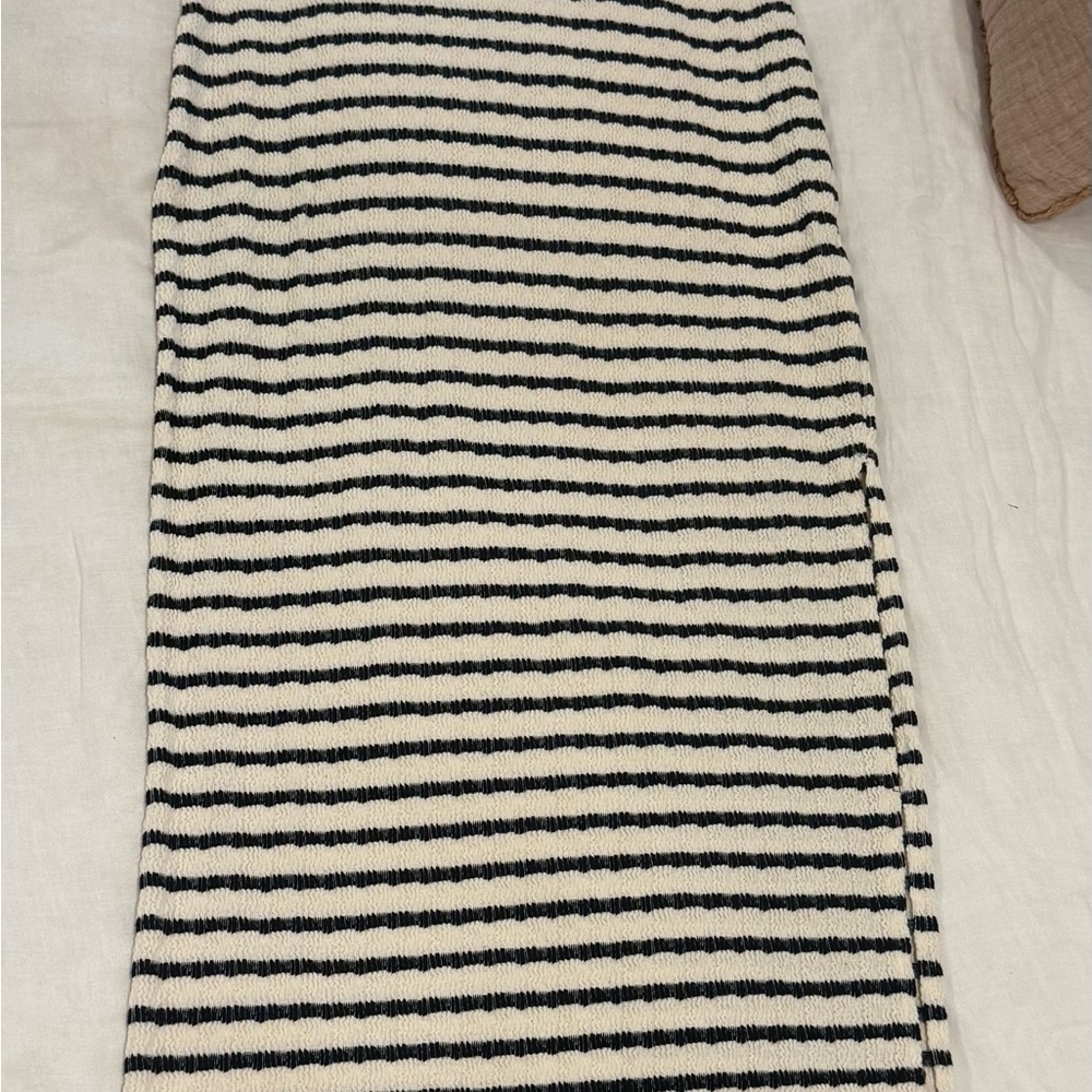 ILLA ILLA Black and Cream Striped Maxi Dress